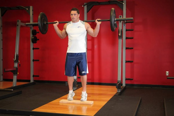 Barbell Standing Calf Raise start position