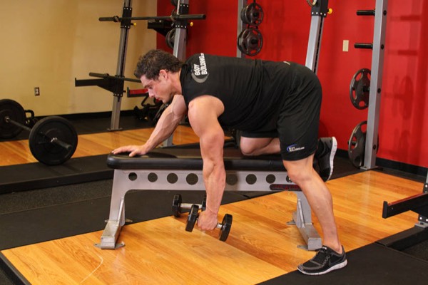 One-Arm Dumbbell Row start position