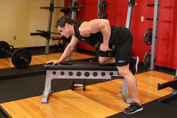 One-Arm Dumbbell Row finish position