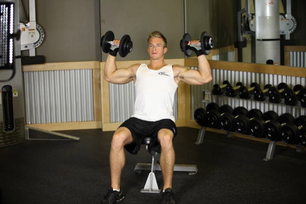 Seated DB Shoulder Press finish position