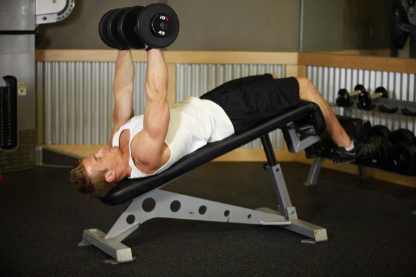 Decline Dumbbell Press finish position