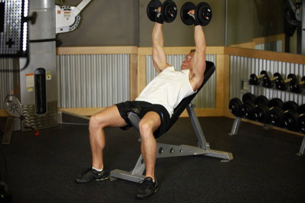 Incline Dumbbell Press finish position
