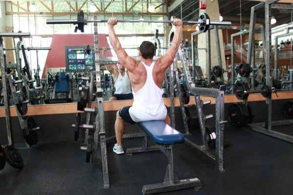 Seated Barbell Shoulder Press finish position